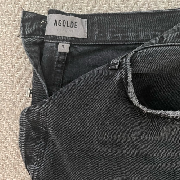 Agolde - High Rise Straight Leg Black Jeans - Picture 4 of 5